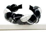 Braided Headband - Black And White Madras