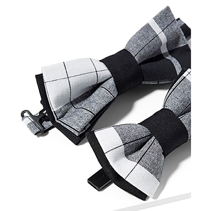 Father And Son Bow Ties - Black And White Plaid Madras