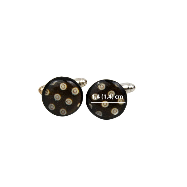 black white circled polka dot cufflinks