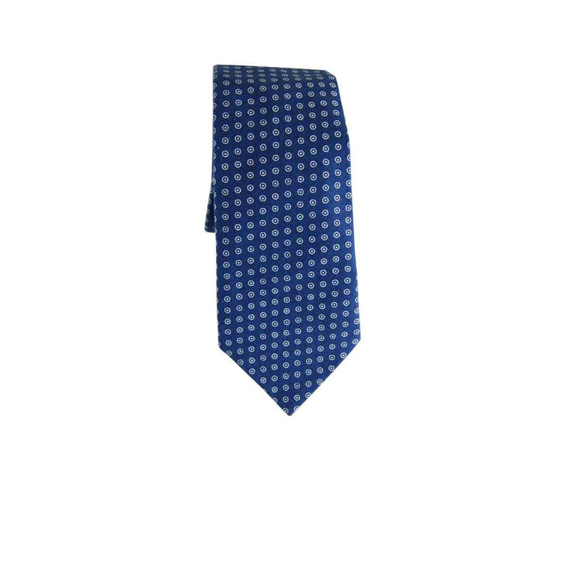 Necktie - Blue Indigo Circled White Polka Dot