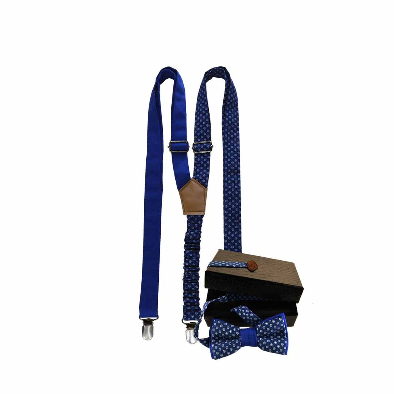 Noeud Papillon Et Bretelles - Bleu Marine Shweshwe