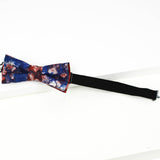 blue and ocher pre-tied tie-dye bow tie handcrafted in Canada by Coo-Mon