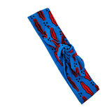 Tie Headband, Neckerchief - Blue And Red Kiss Pattern
