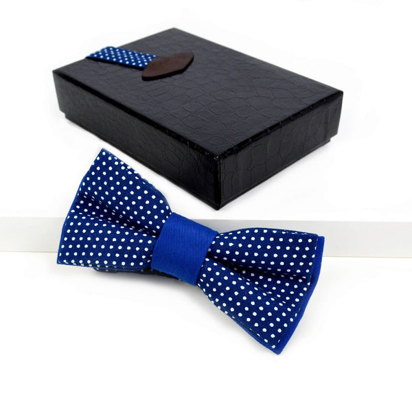 Polka Dot Bow Tie - Navy Blue Shweshwe Fabric