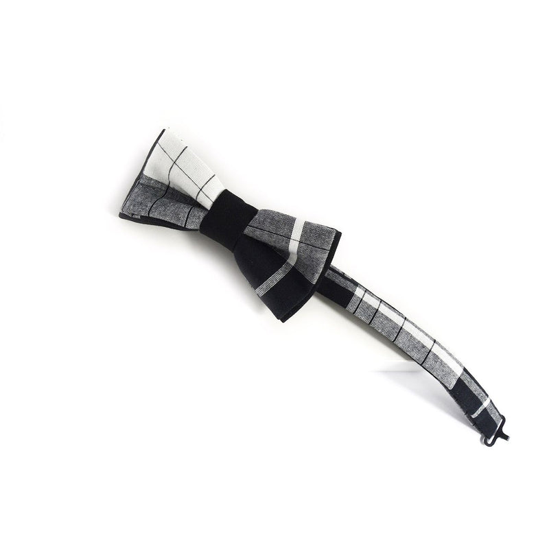 Plaid Bow Tie - Black And White Madras