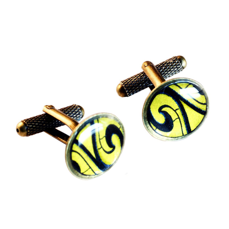 Cufflinks - Yellow And Black African Pattern