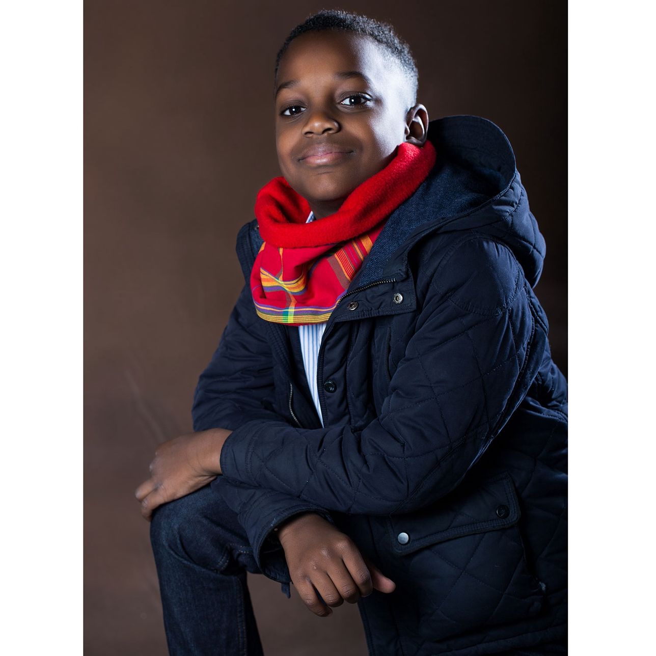 Cache-cou Réversible Enfant - Rouge Madras