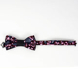 burgungy and blue pre tied bow tie with back recycled leather
