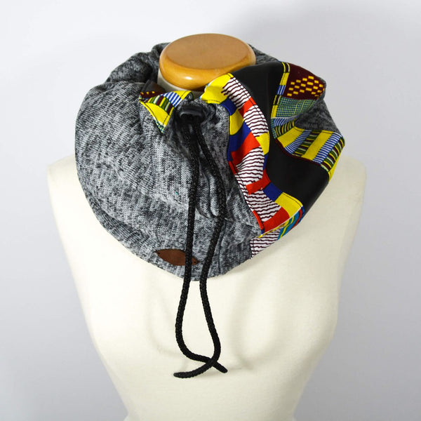 Gray Cable Knit Snood Neck Warmer - Reversible