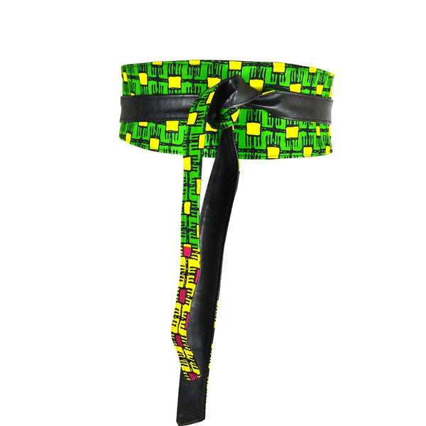 Wide Waist Wrap Belt, Obi Belt - Colorful African Print