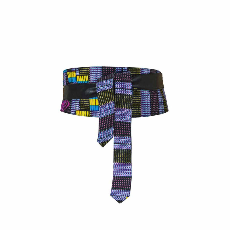 Soft Tie Belt, Obi Belt - Purple African Print