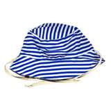 chapeau de plage réversible pour enfant avec rayures bleues