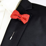 Lapel Pin- Red Glitter Burlap Bow Tie