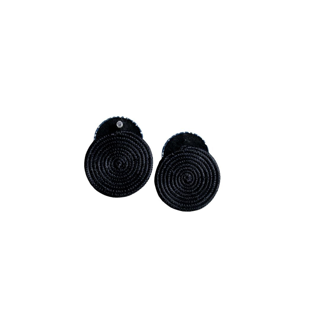 Clous d'oreilles sisal hudurungi, bourgogne à pois - grands