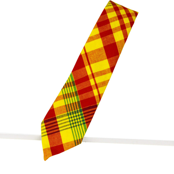 cravate madras à carreaux jaunes et noirs faite main au Québec par Coo-Mon