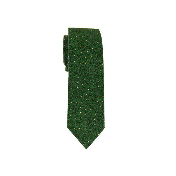 Necktie - Green With Golden Yellow Polka Dot
