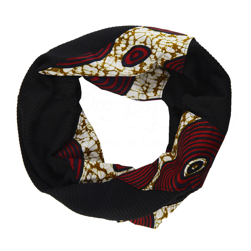 Black Cable Knit Pattern - Red & White African Print Pattern