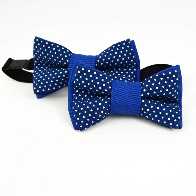 Boy Bow Tie, Kid And Toddler - Navy Blue & White Fine Polka Dot