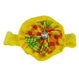 Baby Headband, Flower Lace Headband - Yellow Plaid Madras