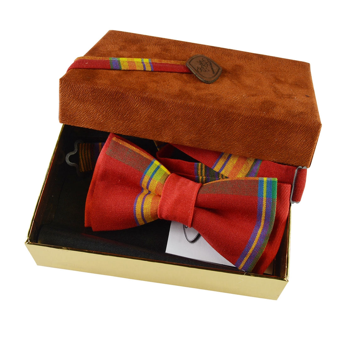 Noeud Papillon Et Bretelles - Rouge Madras