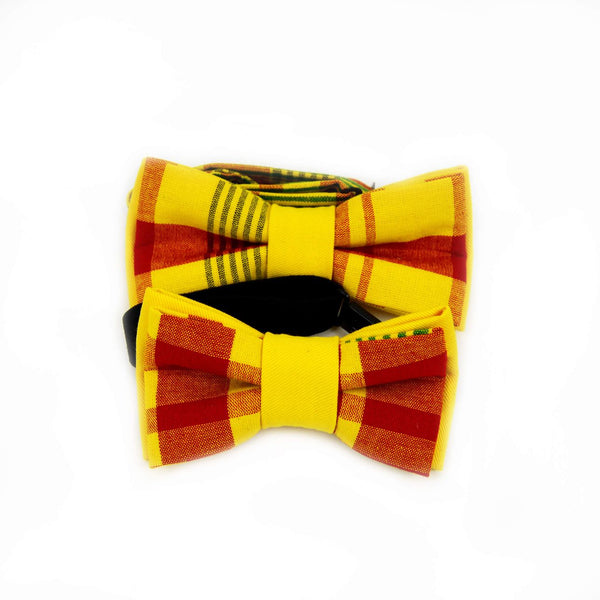 Father And Son Bow Ties - Yellow And Red Plaid Madras