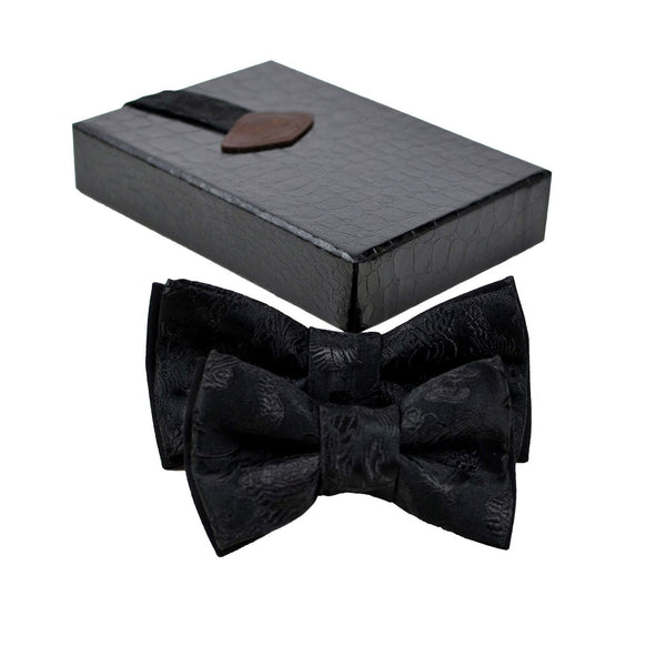 Father And Son Bow Ties - Black Chinese Brocade