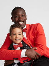 Father And Son Bow Ties - Red With White Circled Dot