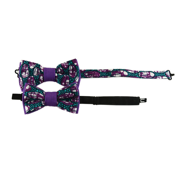 Father And Son Bow Ties - Purple Cowries African Print