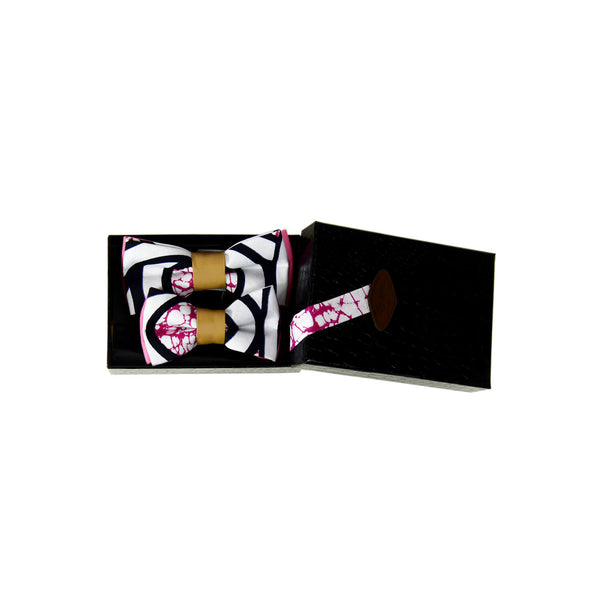 Father And Son Bow Ties - Recycled Leather And Graphic Stripe