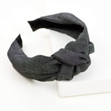 Knot Headband And Scrunchie - Black & White Fine Plaid