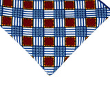 foulard pochette à carreaux bleu blanc et rouge en coton