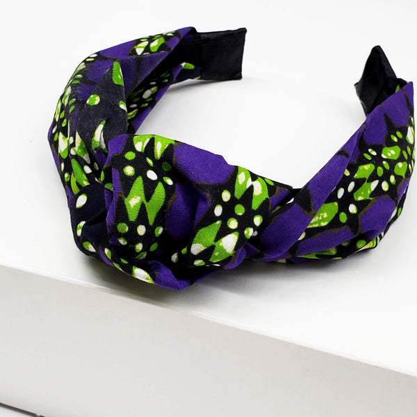Top Knot Headband - Green And Purple