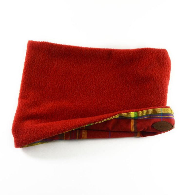 Reversible Kid Neck Warmer - Baby To Youth - Plaid Red Madras