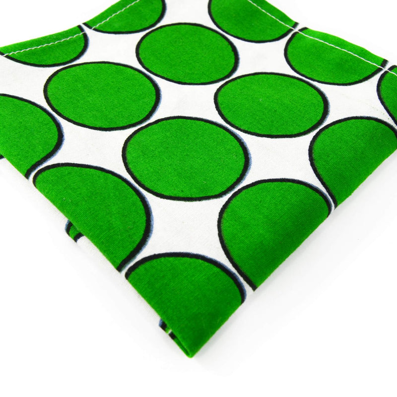 Handkerchief - Green And White Polka Dots African Print