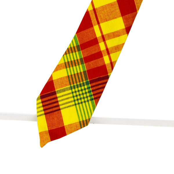 paid yellow red Madras men Tie