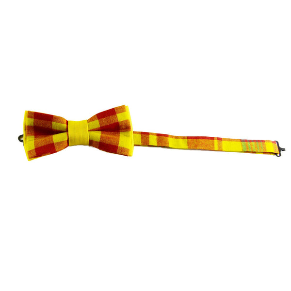 Plaid Bow Tie - Yellow Red Plaid Madras Red