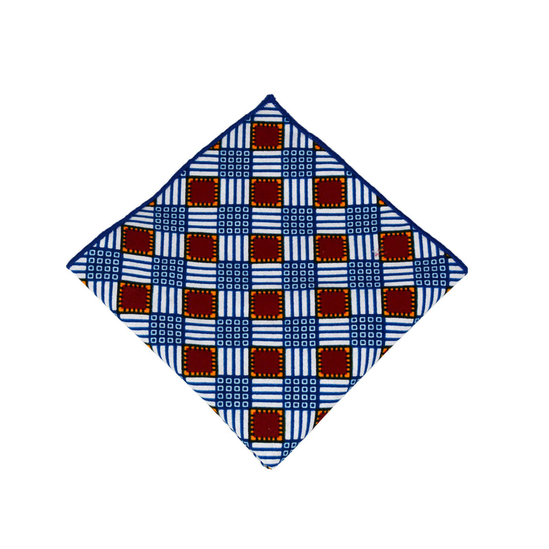 nouchoir de poche  100% coton coupé et cousu au Québec à carreaux bleu, rouge et blanc