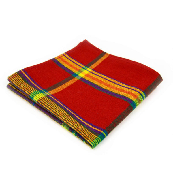 Pocket Square - Red And Yellow Plaid Madras