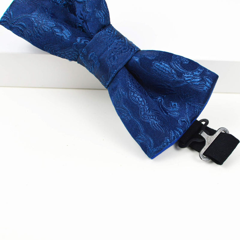 Father And Son Bow Ties - Navy Blue Chinese Brocade