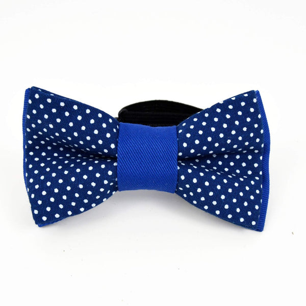 Boy Bow Tie, Kid And Toddler - Navy Blue & White Fine Polka Dot