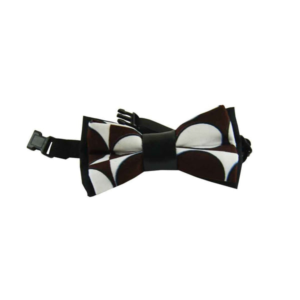Father And Son Bow Tie - Recycled Leather White And Brown Polka Dot