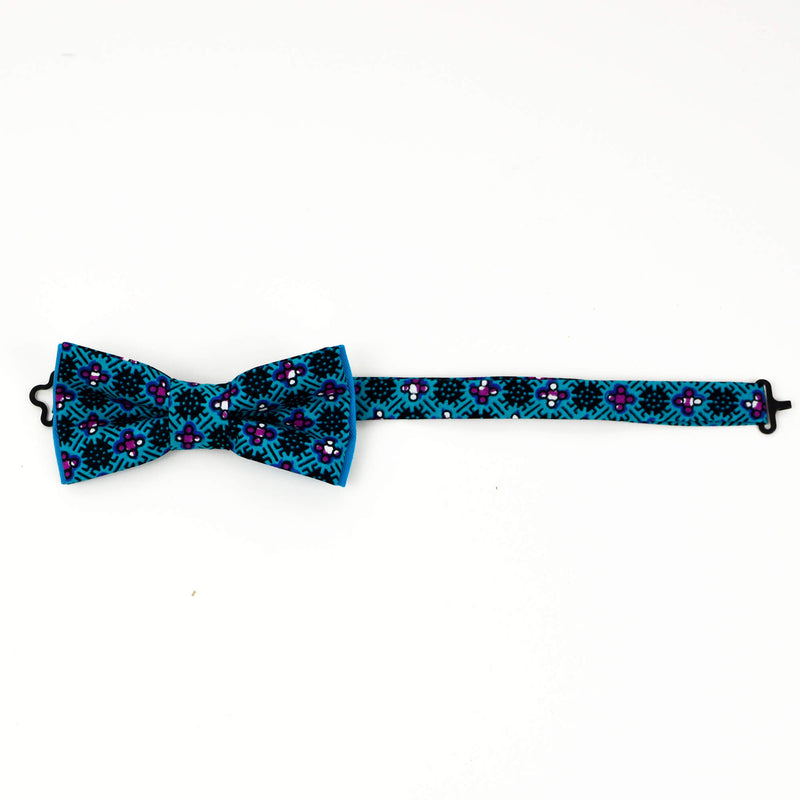 Turquoise, Purple And Black Bow Tie