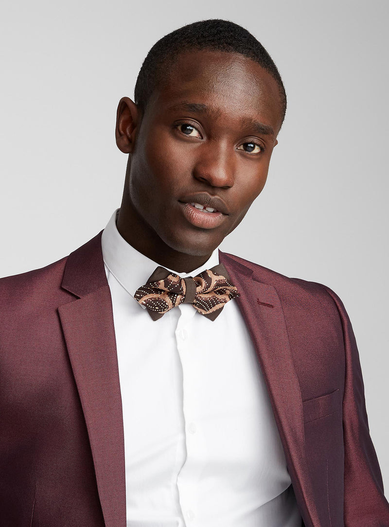 Diamond Point Bow Tie-Brown African Print