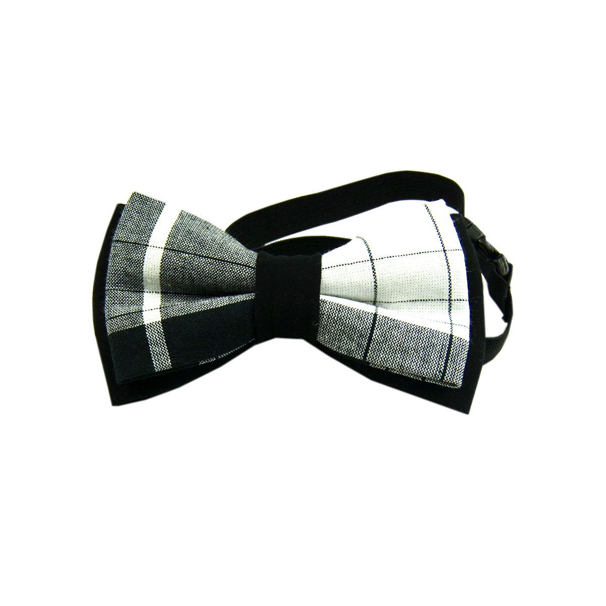 Noeud Papillon Garçon - Noir Blanc Madras