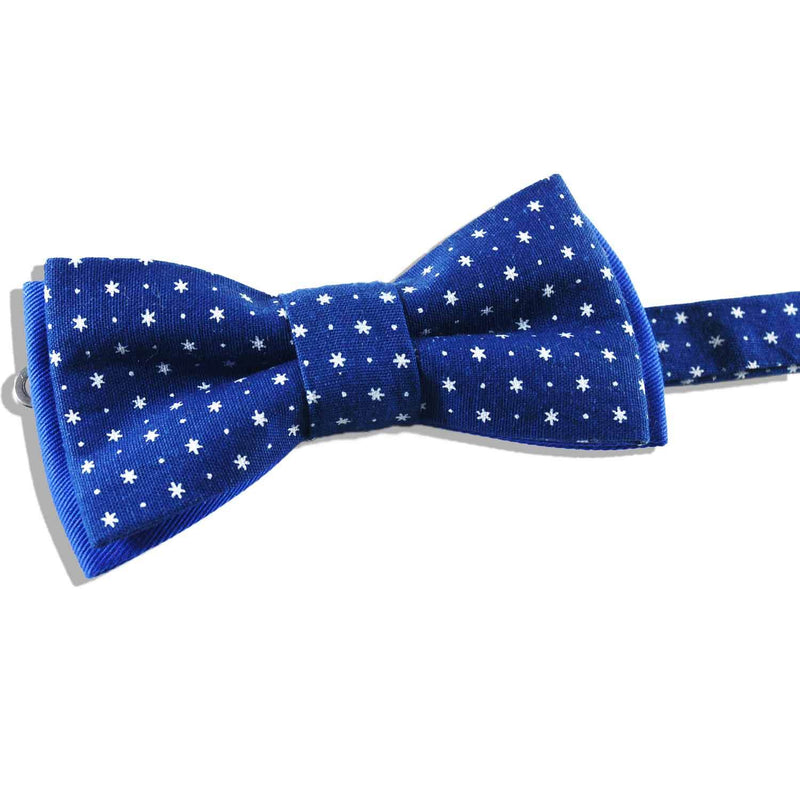 Blue Polka Dot Bow Tie - Starry Night Shweshwe