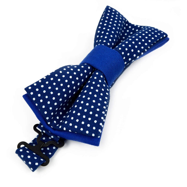 Polka Dot Bow Tie - Navy Blue Shweshwe Fabric