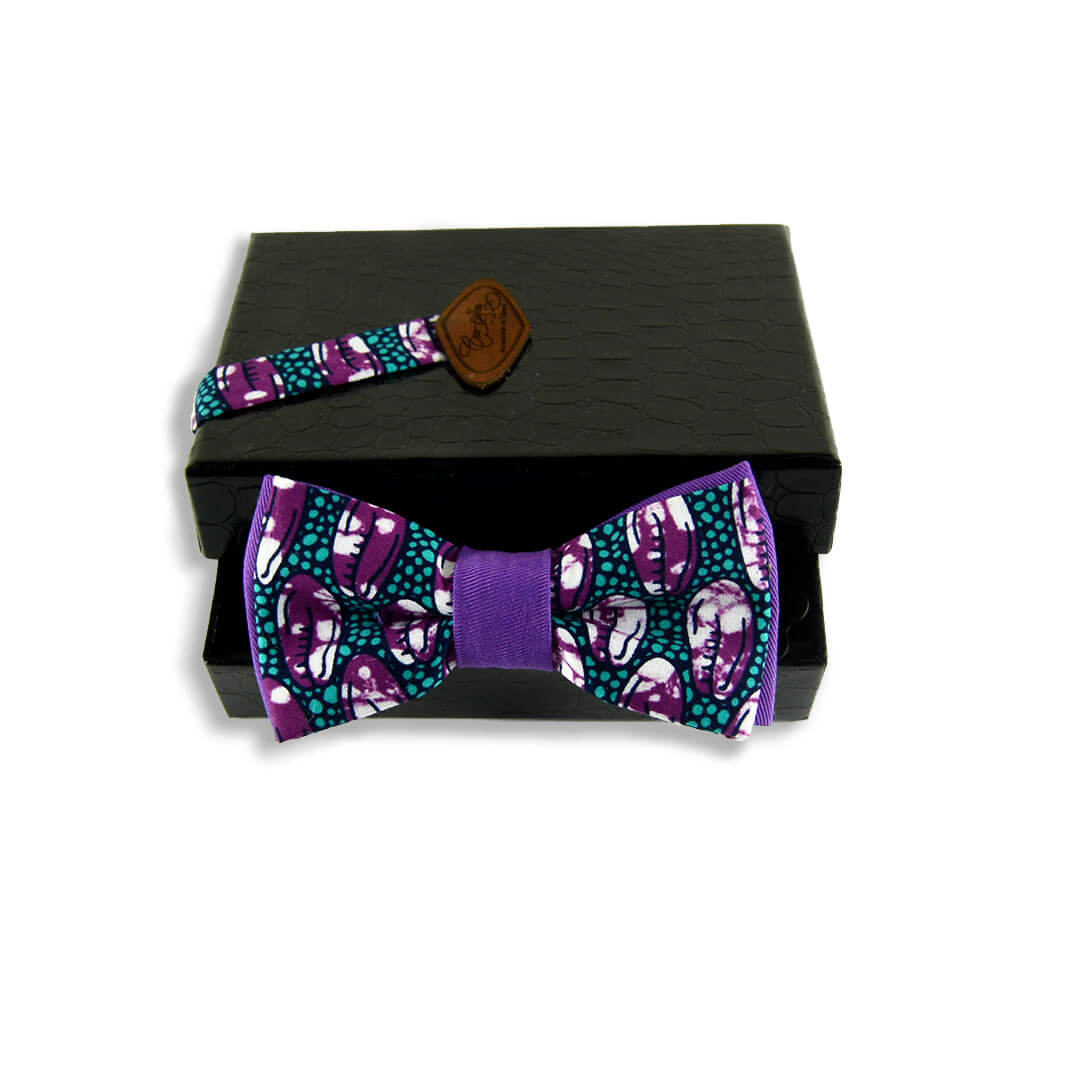 Noeud Papillon Mauve - Cauris Pagne Wax