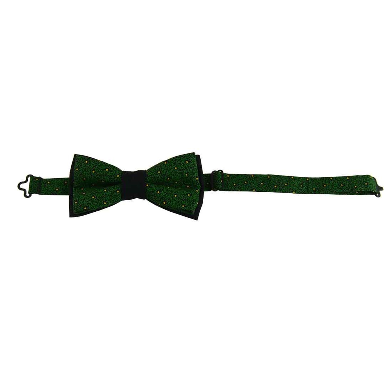 Nœud Papillon Vert - Petit Pois Jaune Doré Shweshwe