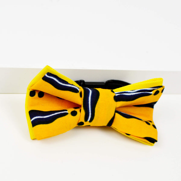 noeud papillon ou boucle pour enfant garçon de couleur jaune avec un noir fait au Quebec, Canada