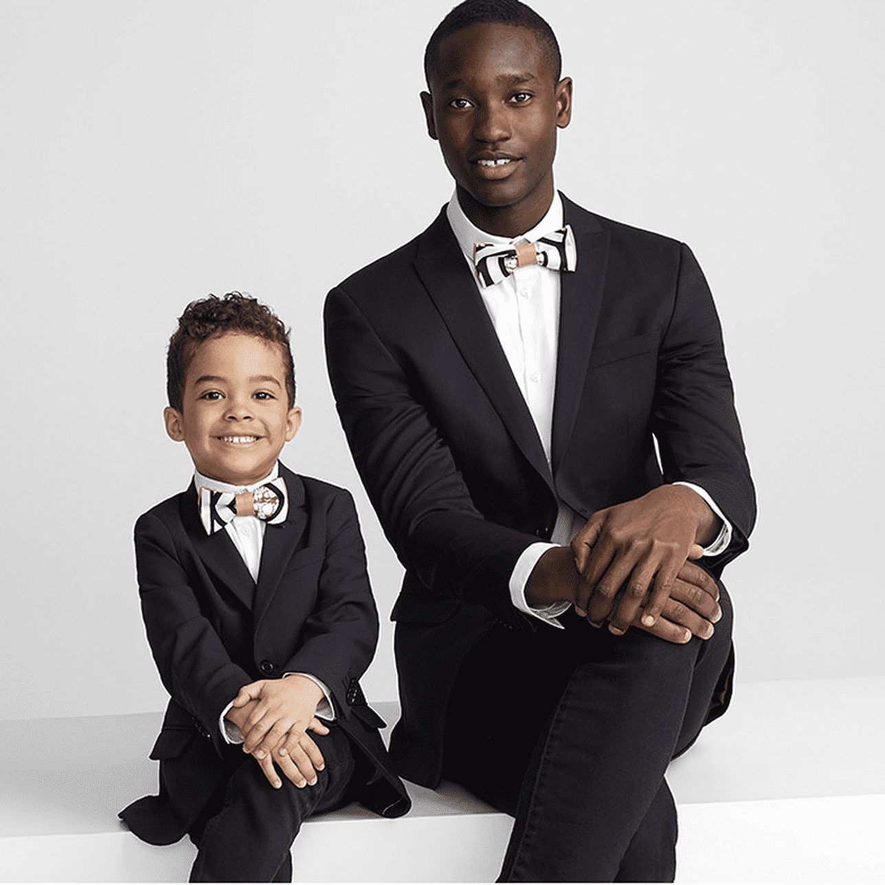 Father And Son Bow Ties - Recycled Leather And Graphic Stripe